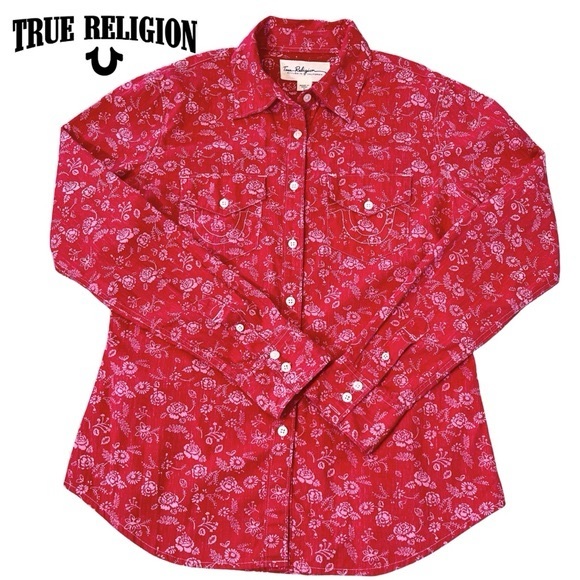True Religion | Women's Lone-Star Floral Shirt | Size Medium - Picture 1 of 9